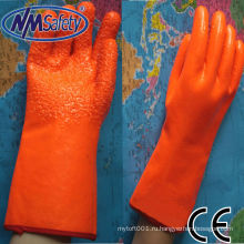 NMSAFETY пены изолированная, покрытая оболочкой оранжевый флуоресцентный ПВХ перчатки